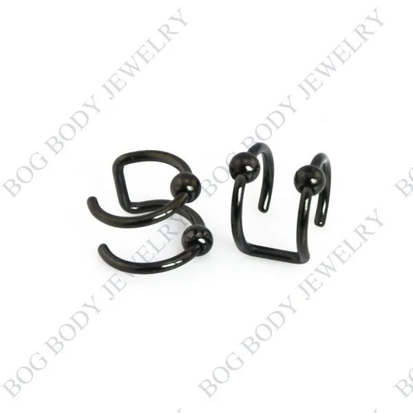 Illusion Captive Bead Rings, Fake Cartilage Clip-On Ring ,Helix Earrings, Non Pierced Clip On Closure Ring Sold as pair