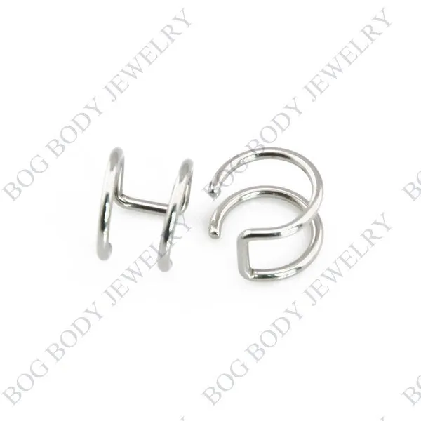 Illusion Captive Bead Rings, Fake Cartilage Clip-On Ring ,Helix Earrings, Non Pierced Clip On Closure Ring Sold as pair