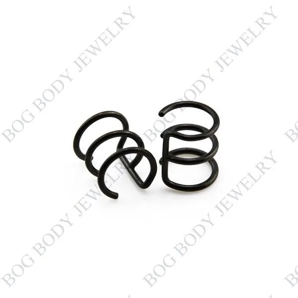 Illusion Captive Bead Rings, Fake Cartilage Clip-On Ring ,Helix Earrings, Non Pierced Clip On Closure Ring Sold as pair