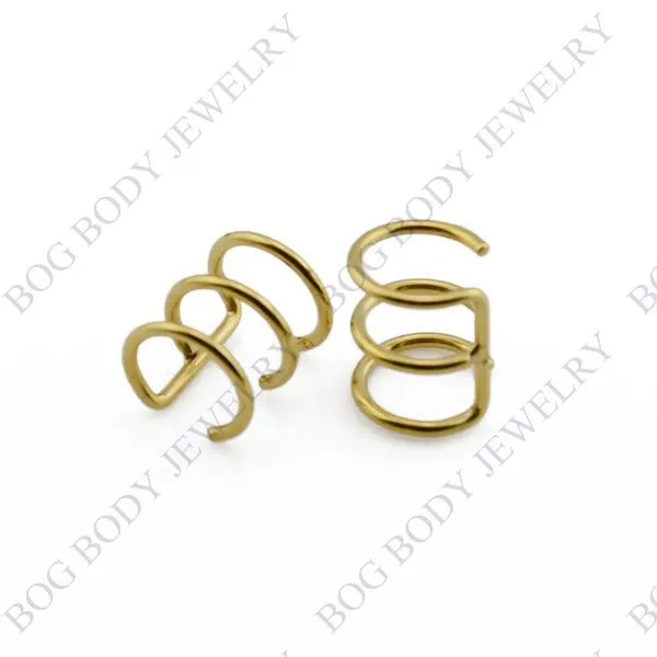 Illusion Captive Bead Rings, Fake Cartilage Clip-On Ring ,Helix Earrings, Non Pierced Clip On Closure Ring Sold as pair