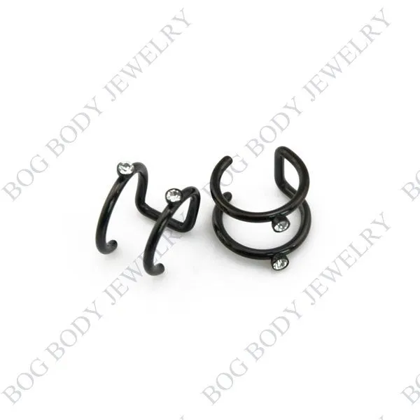 Illusion Captive Bead Rings, Fake Cartilage Clip-On Ring ,Helix Earrings, Non Pierced Clip On Closure Ring Sold as pair