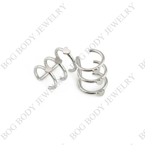 Illusion Captive Bead Rings, Fake Cartilage Clip-On Ring ,Helix Earrings, Non Pierced Clip On Closure Ring Sold as pair