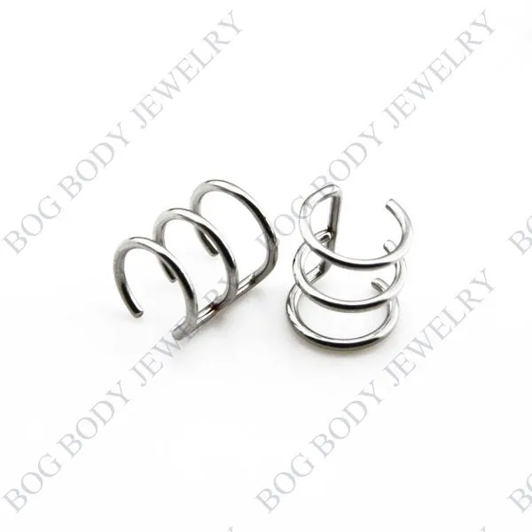 Illusion Captive Bead Rings, Fake Cartilage Clip-On Ring ,Helix Earrings, Non Pierced Clip On Closure Ring Sold as pair