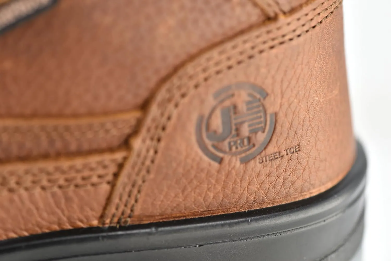 J H Men's Waterproof Steel Toe Work Boots  Anti-Slip TPU Sole, 4-Layer Waterproof, Top-Grain Leather, Memory Foam Insoles