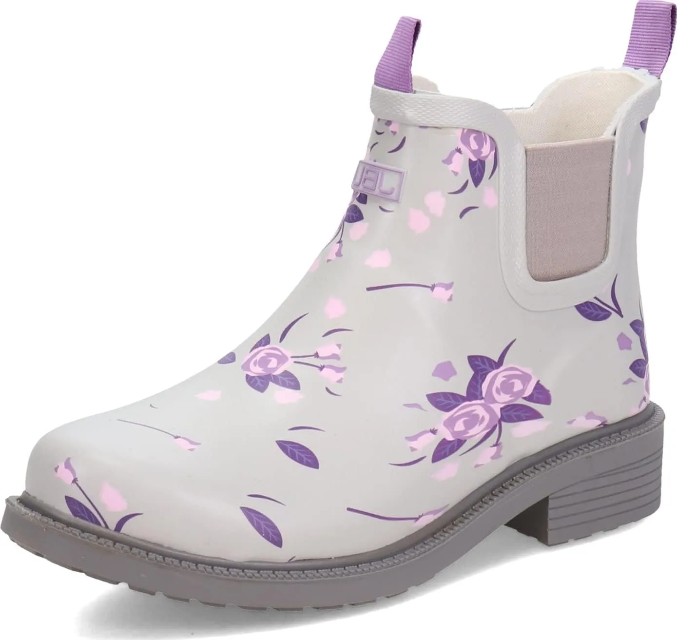 JBU by Jambu Women's Chelsea Rainboot Rain Boot, Light Grey Floral Print, 9