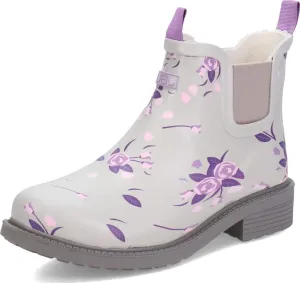 JBU by Jambu Women's Chelsea Rainboot Rain Boot, Light Grey Floral Print, 9