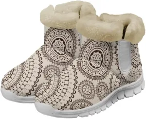 Jeiento Warm Snow Boots for Women Comfortable Fuzzy Snowboots for Trekking Walking Jogging Walking Boots Anti Slip Flat Boots
