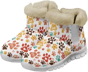 Jeiento Warm Snow Boots for Women Comfortable Fuzzy Snowboots for Trekking Walking Jogging Walking Boots Anti Slip Flat Boots