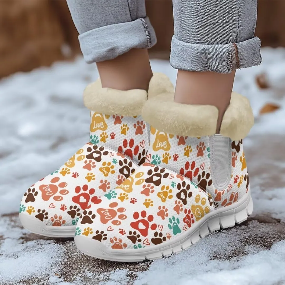 Jeiento Warm Snow Boots for Women Comfortable Fuzzy Snowboots for Trekking Walking Jogging Walking Boots Anti Slip Flat Boots