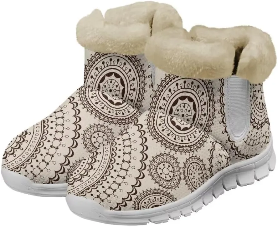 Jeiento Warm Snow Boots for Women Comfortable Fuzzy Snowboots for Trekking Walking Jogging Walking Boots Anti Slip Flat Boots