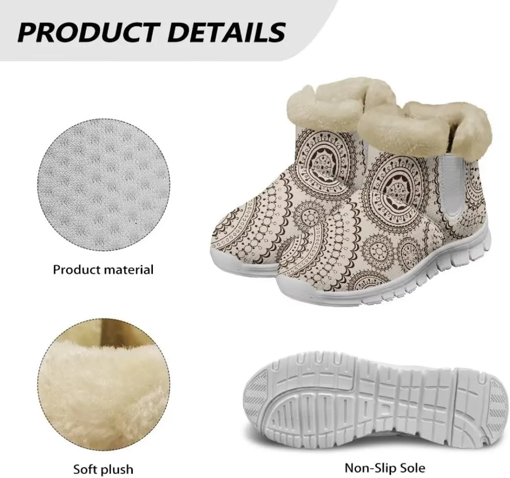 Jeiento Warm Snow Boots for Women Comfortable Fuzzy Snowboots for Trekking Walking Jogging Walking Boots Anti Slip Flat Boots