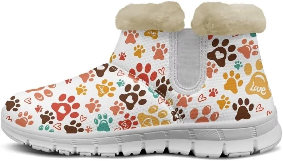 Jeiento Warm Snow Boots for Women Comfortable Fuzzy Snowboots for Trekking Walking Jogging Walking Boots Anti Slip Flat Boots