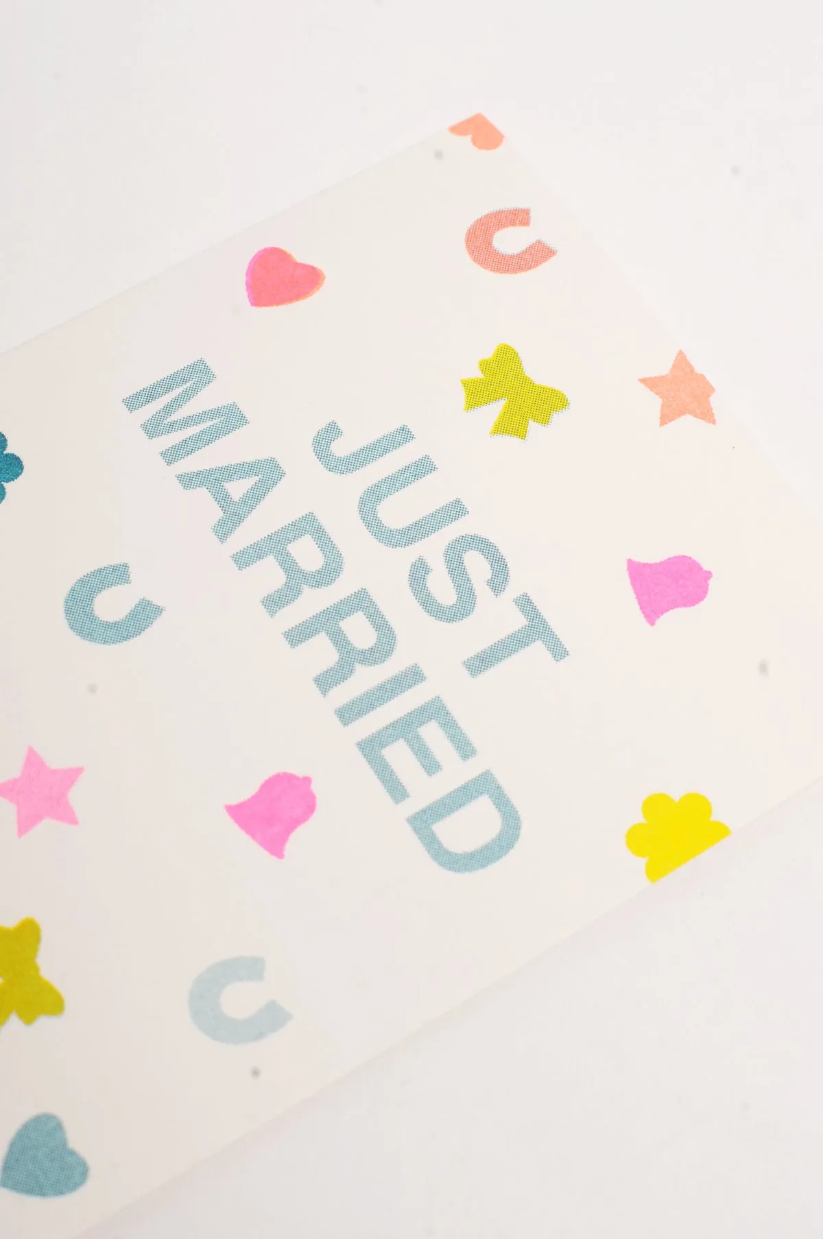 Just Married Confetti Riso Shapes Card