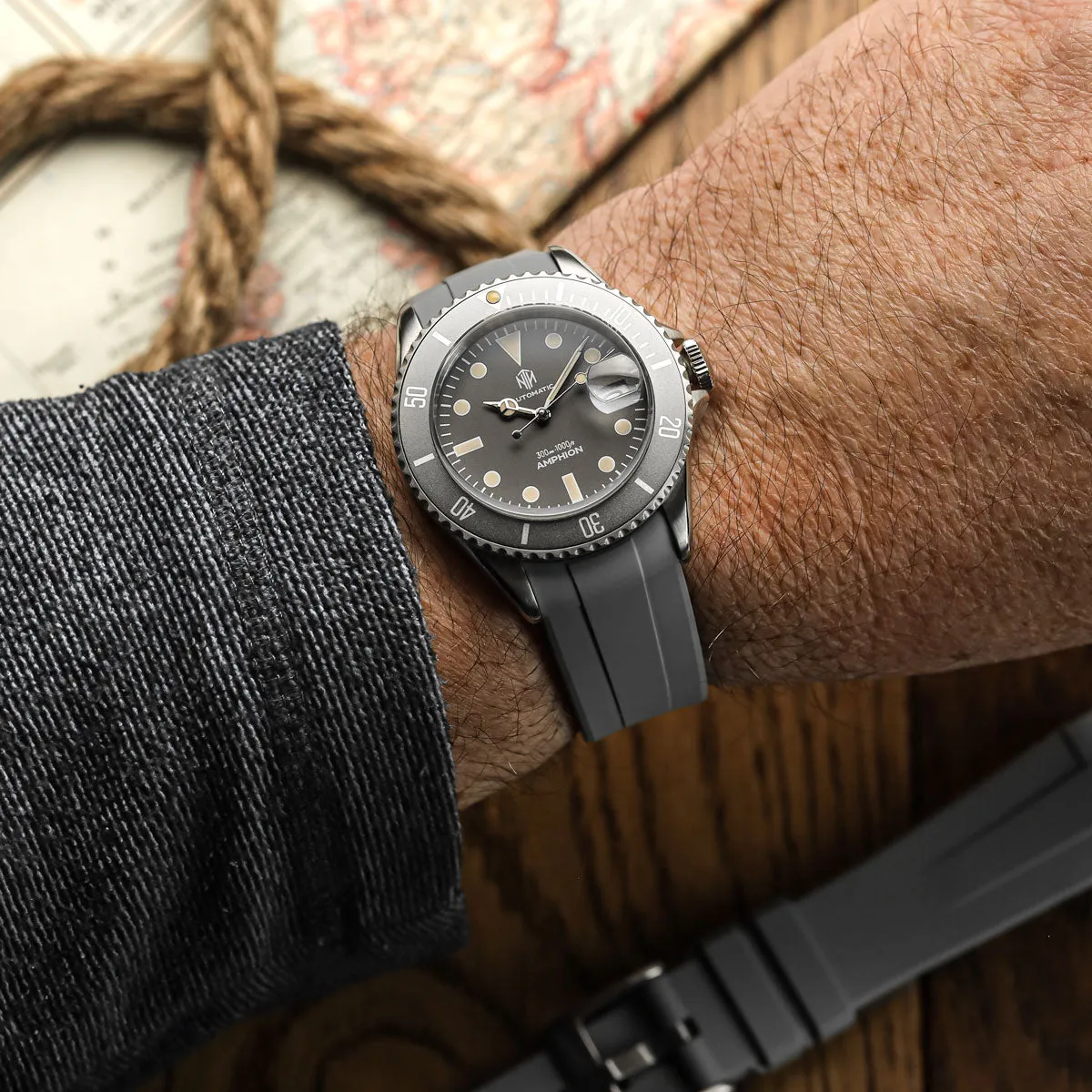 Kingsand ZULUDIVER Rubber Watch Strap - Mist Grey