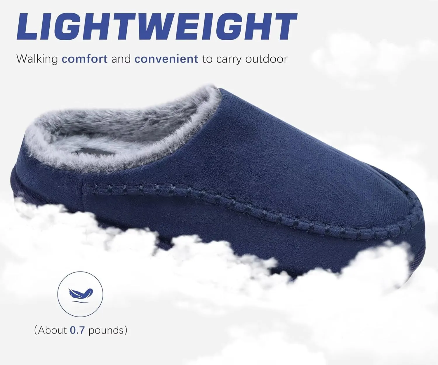 KuaiLu Mens Clog Slippers with Arch Support Suede Faux Fur Memory Foam Warm House Shoes Comfortable Slip-on Mans Bedroom Indoor Outdoor Slippers Rubber Sole Size 7-16