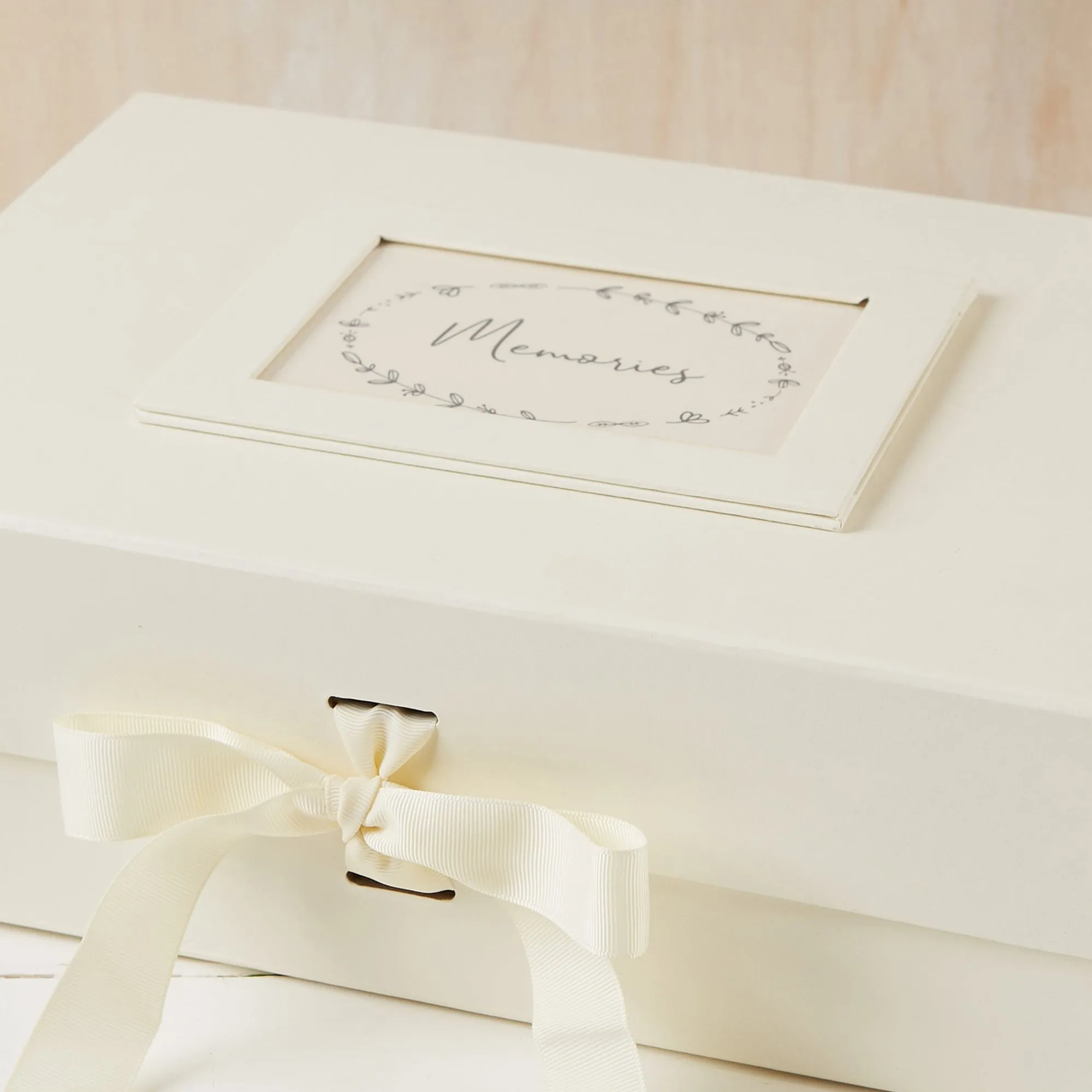 Large 'Memories' Ivory Card Memory Keepsake Box