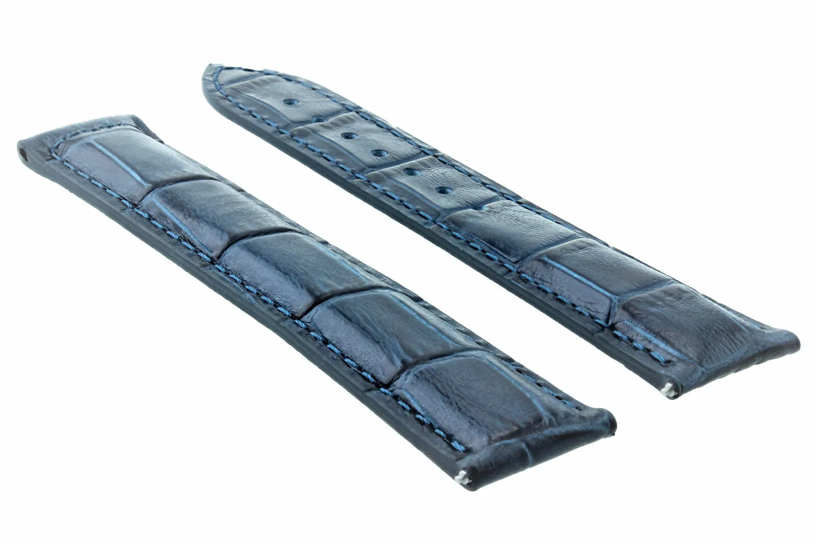 LEATHER STRAP WATCH BAND FOR 20MM MAURICE LACROIX DOUBLE RETROGRADE GMT BLUE