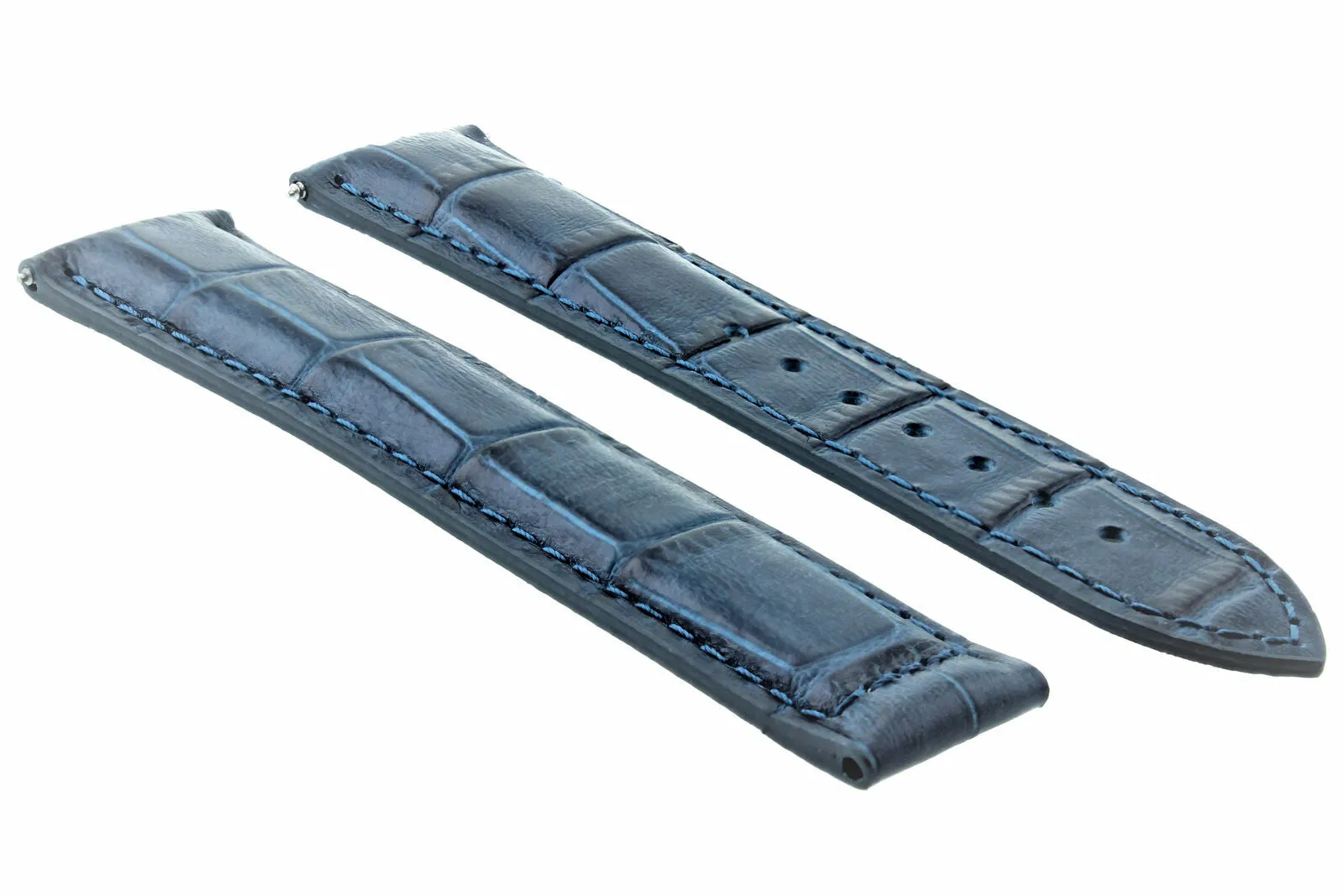 LEATHER STRAP WATCH BAND FOR 20MM MAURICE LACROIX DOUBLE RETROGRADE GMT BLUE
