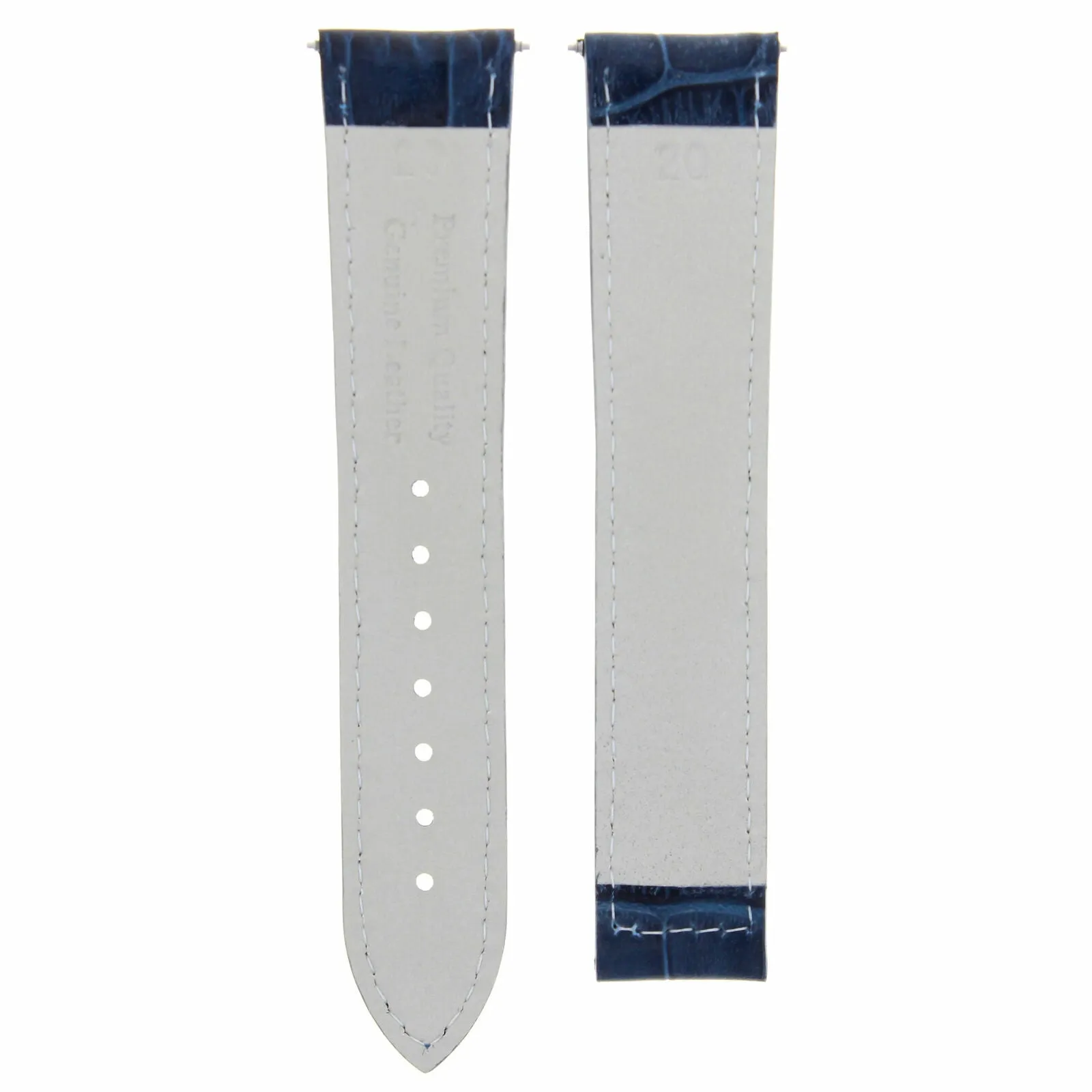 LEATHER STRAP WATCH BAND FOR 20MM MAURICE LACROIX DOUBLE RETROGRADE GMT BLUE