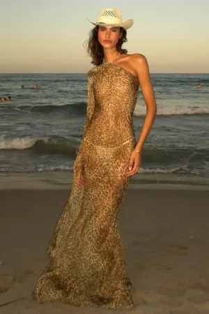 Leopard Mirage One-Shoulder Dress