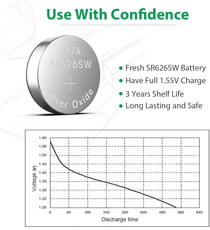 LiCB 10 PCS SR626SW 377 AG4 1.5V Button Cell Watch Batteries