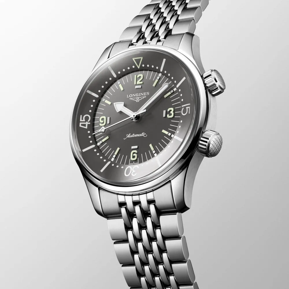 Longines Legend Diver 39mm Grey Dial Automatic Watch L3.764.4.99.6