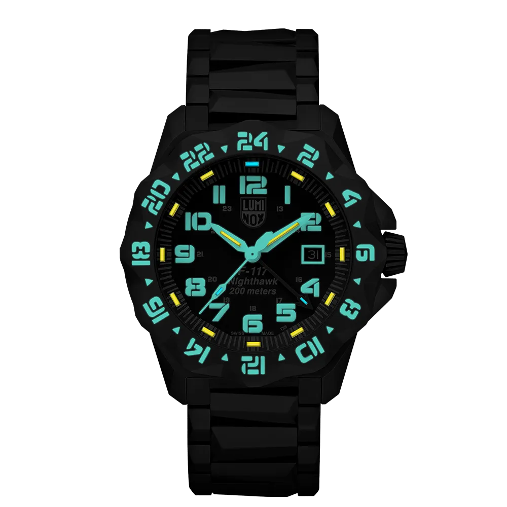 Luminox Men's F-117 Nighthawk 6420 Series Stainless Steel Bracelet Black Analog Dial Quartz Watch - XA.6422