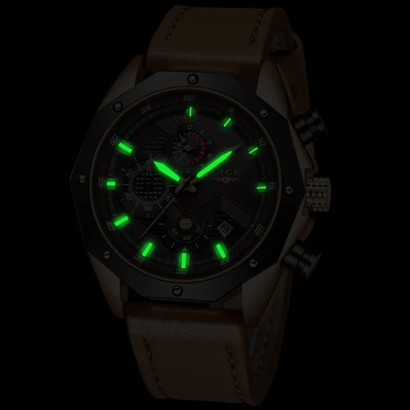 Luxury Quartz Gold Watch - Men Casual Leather Military Sport Wristwatch