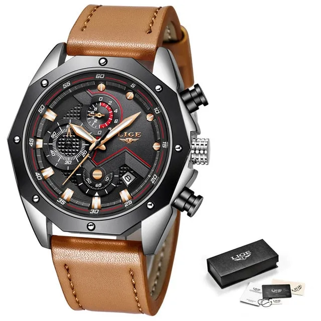 Luxury Quartz Gold Watch - Men Casual Leather Military Sport Wristwatch