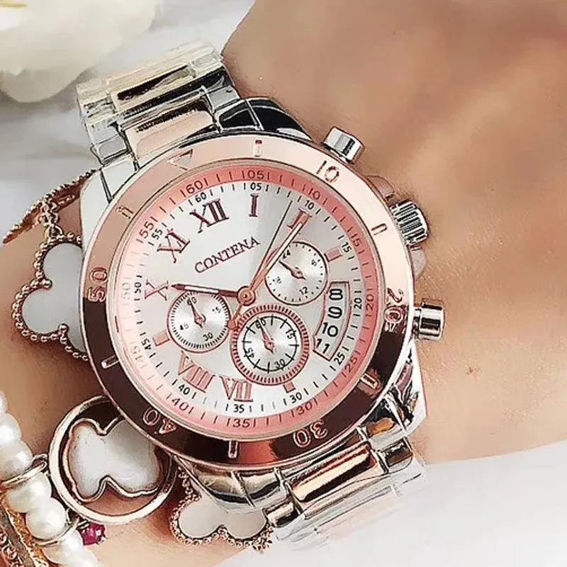 Luxury Women's Steel Bracelet Watch: Trendy Quartz Timepiece - Stylish Ladies Choice