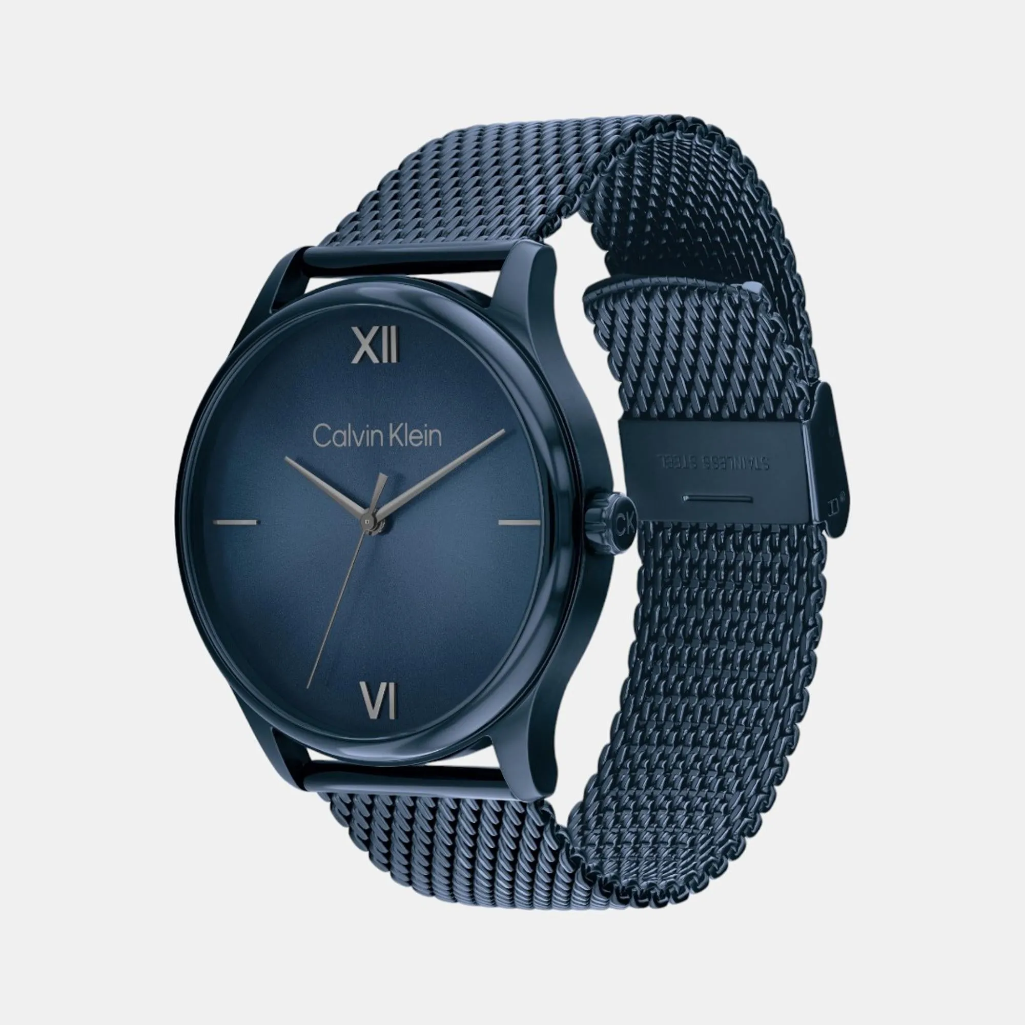 Men Quartz Analog Blue Dial Mesh Watch 25200451