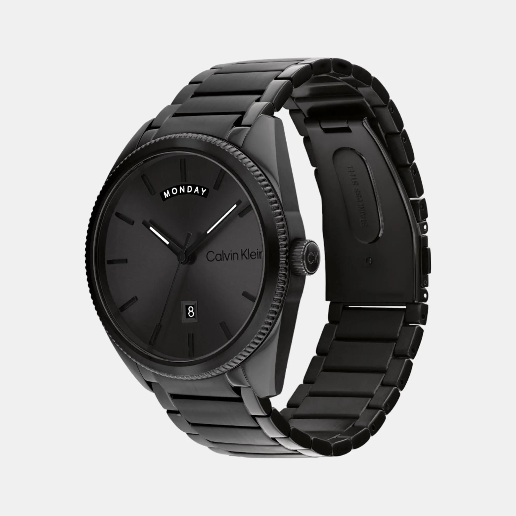 Men Quartz Black Dial Analog Stainless Steel Watch 25200448