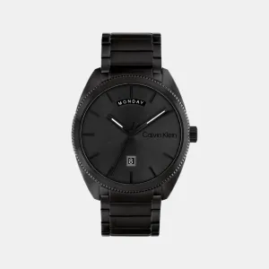 Men Quartz Black Dial Analog Stainless Steel Watch 25200448