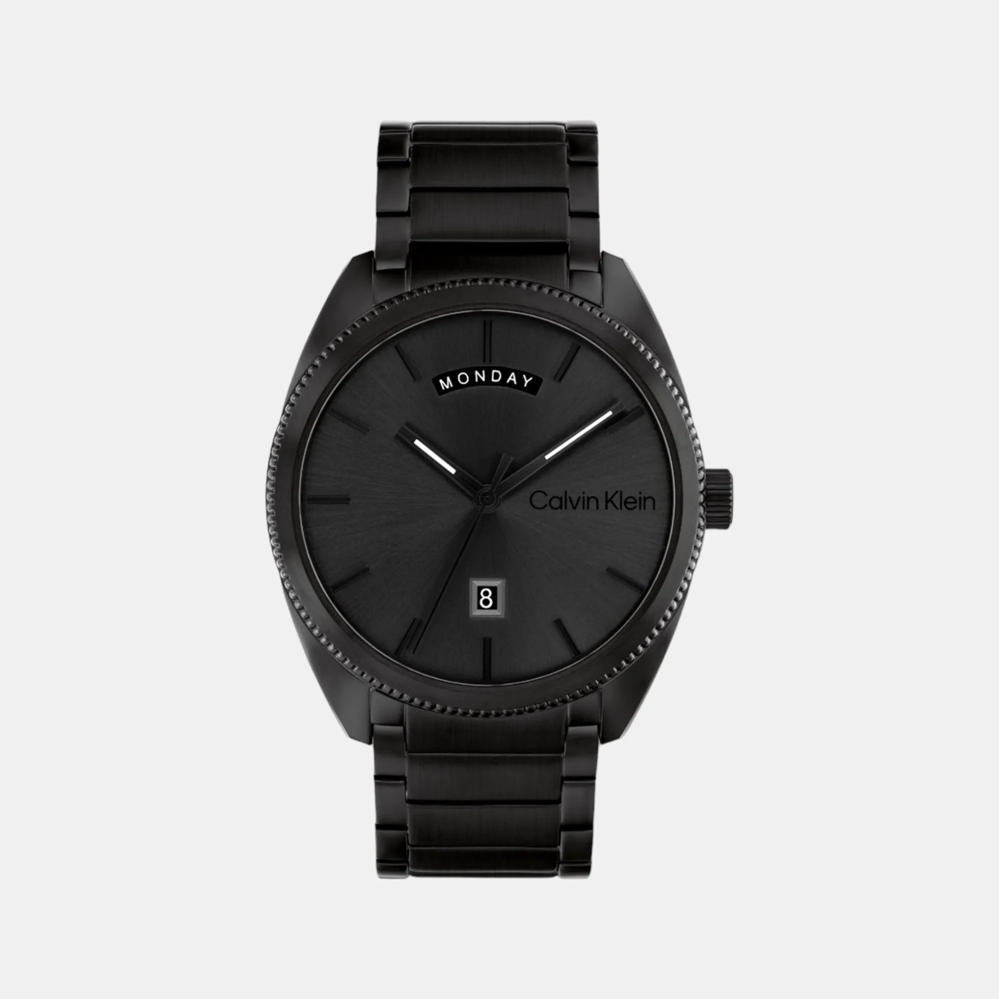 Men Quartz Black Dial Analog Stainless Steel Watch 25200448