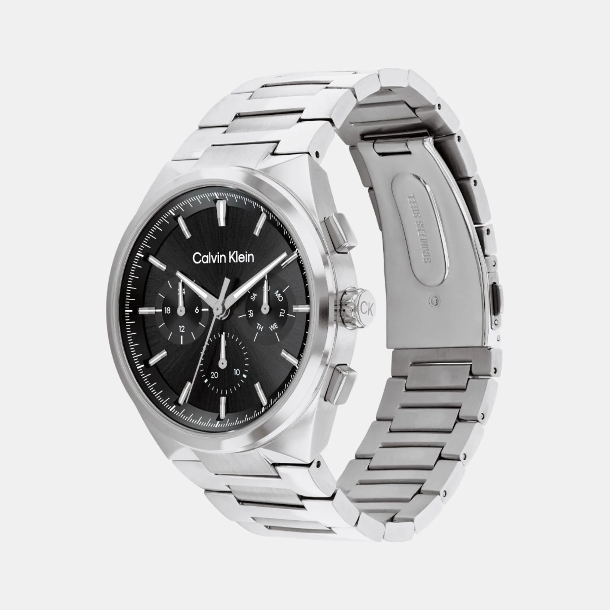 Men Quartz Chronograph Black Dial Stainless Steel Watch 25200459