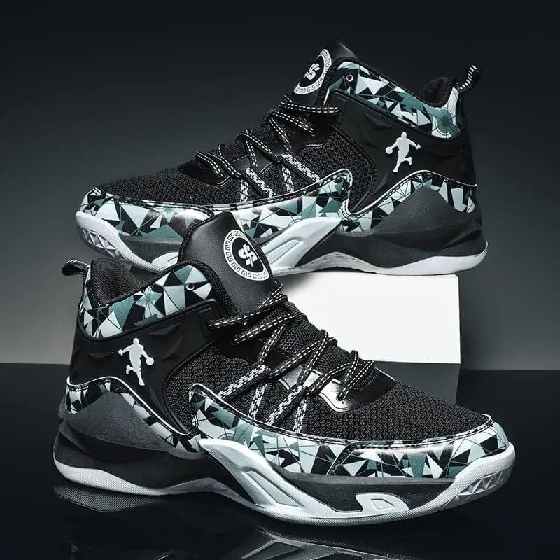 Men's High Top Basketball Shoes are Breathable Non Slip Wear-Resistant Lightweight Sports Training Boots