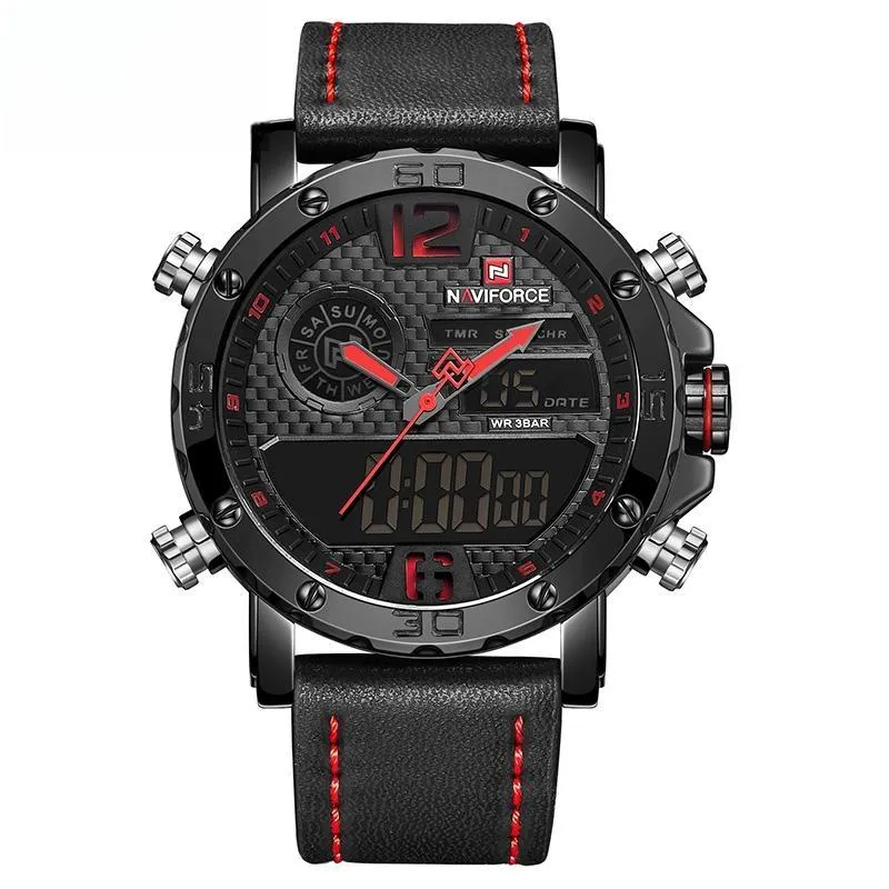 Mens Watches Black Tech Outdoor Sports Men Waterproof Miliary Army Dual Display Wrist watch