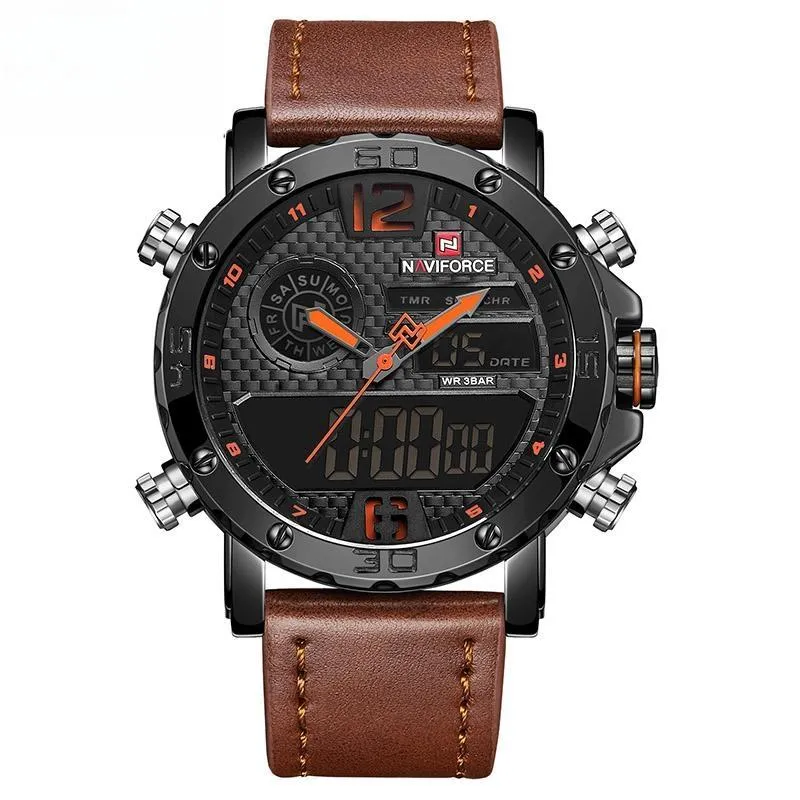Mens Watches Black Tech Outdoor Sports Men Waterproof Miliary Army Dual Display Wrist watch