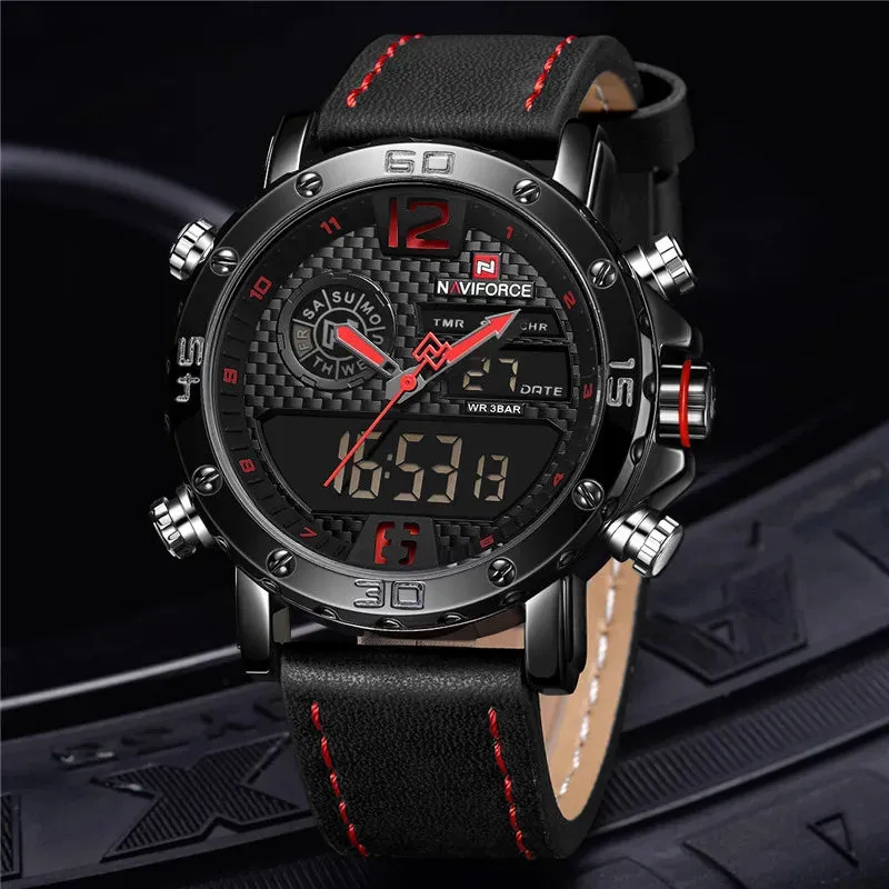 Mens Watches Black Tech Outdoor Sports Men Waterproof Miliary Army Dual Display Wrist watch