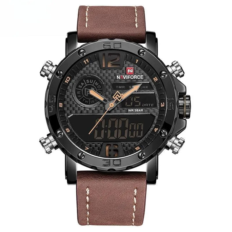 Mens Watches Black Tech Outdoor Sports Men Waterproof Miliary Army Dual Display Wrist watch