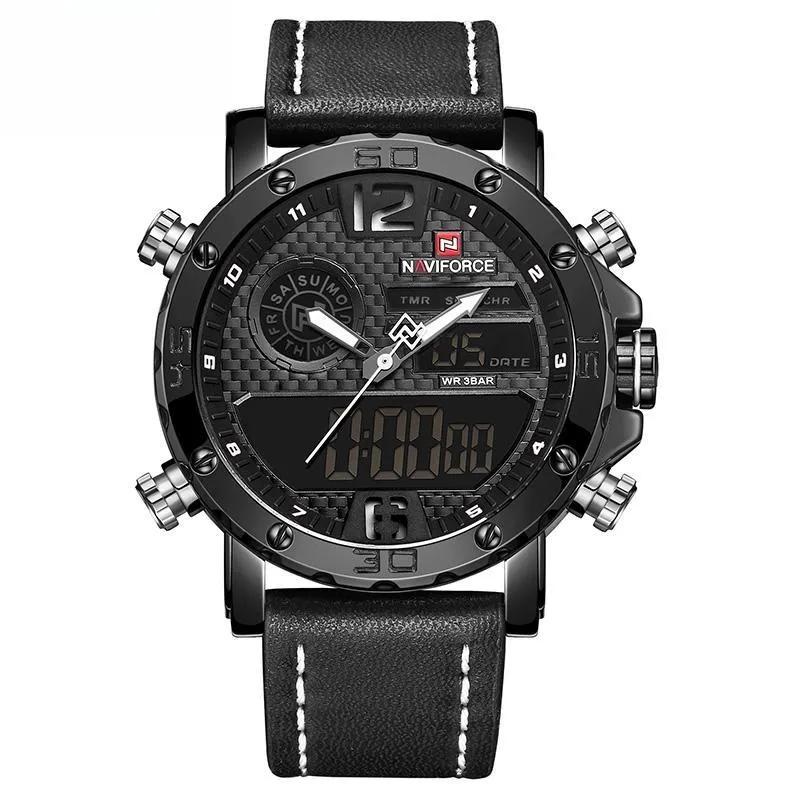 Mens Watches Black Tech Outdoor Sports Men Waterproof Miliary Army Dual Display Wrist watch