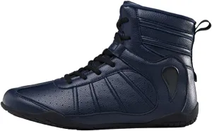 Men's Wrestling Shoe, Extra Wide Bodybuilding Weightlifting Wrestling Shoes Breathable Kickboxing Sparring Trainers Leather Boxing Boots for Boy Youth