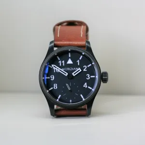 MERIDIAN Antique Finish Wristwatch with Brown Leather strap & Black Dial