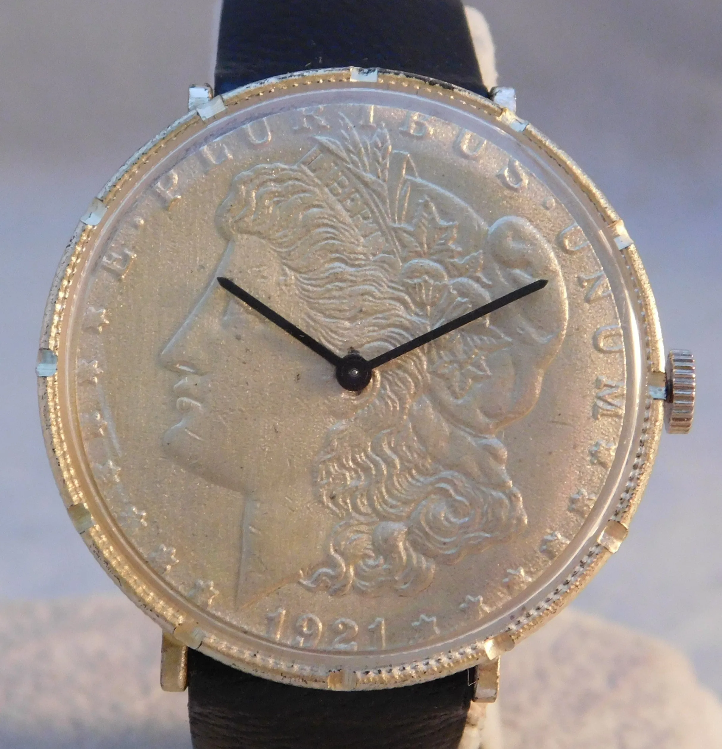 Morgan Silver Dollar 1921 Coin Watch Swiss 17 Jewel Manual Wind Movement ....38mm
