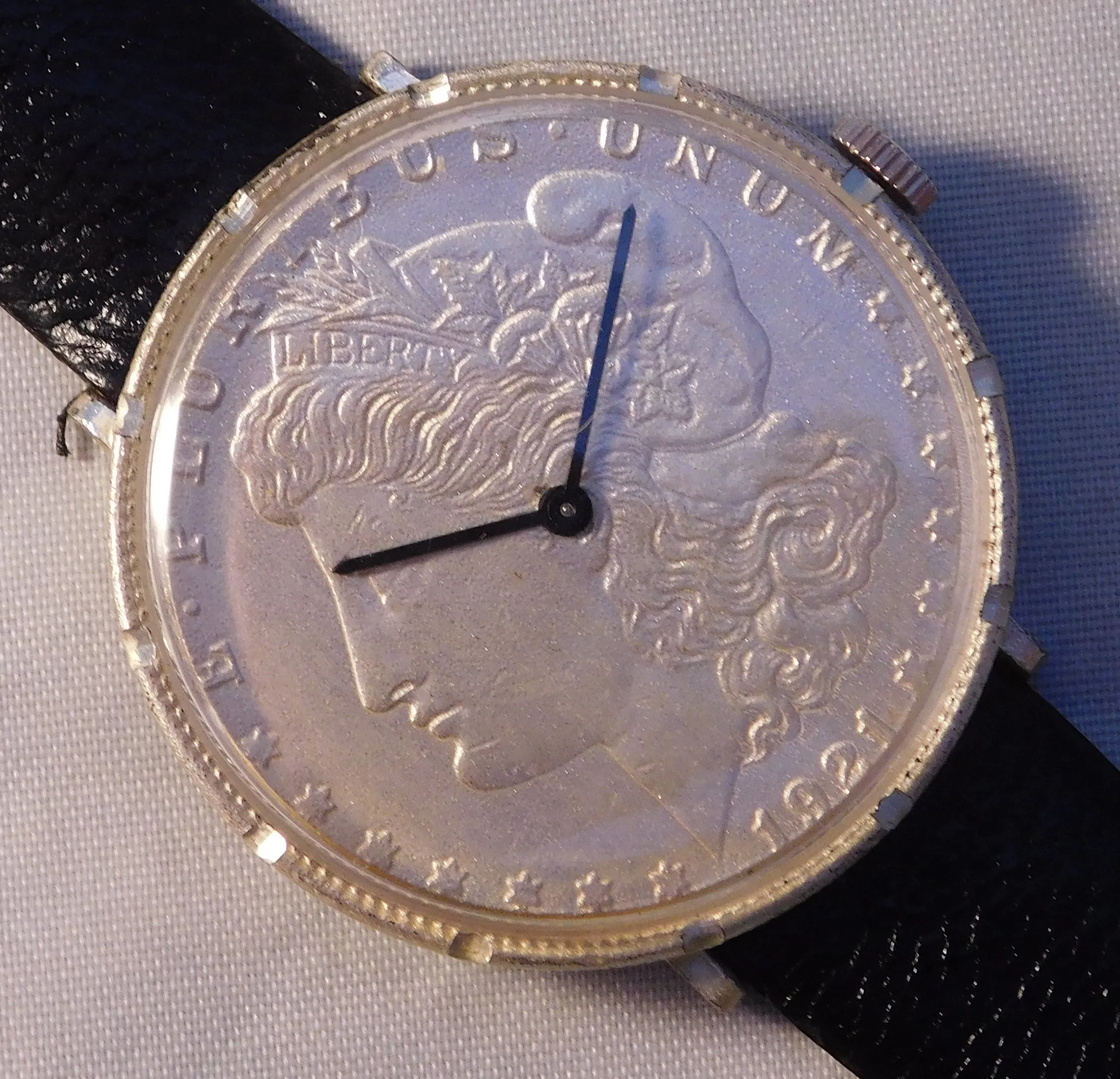 Morgan Silver Dollar 1921 Coin Watch Swiss 17 Jewel Manual Wind Movement ....38mm