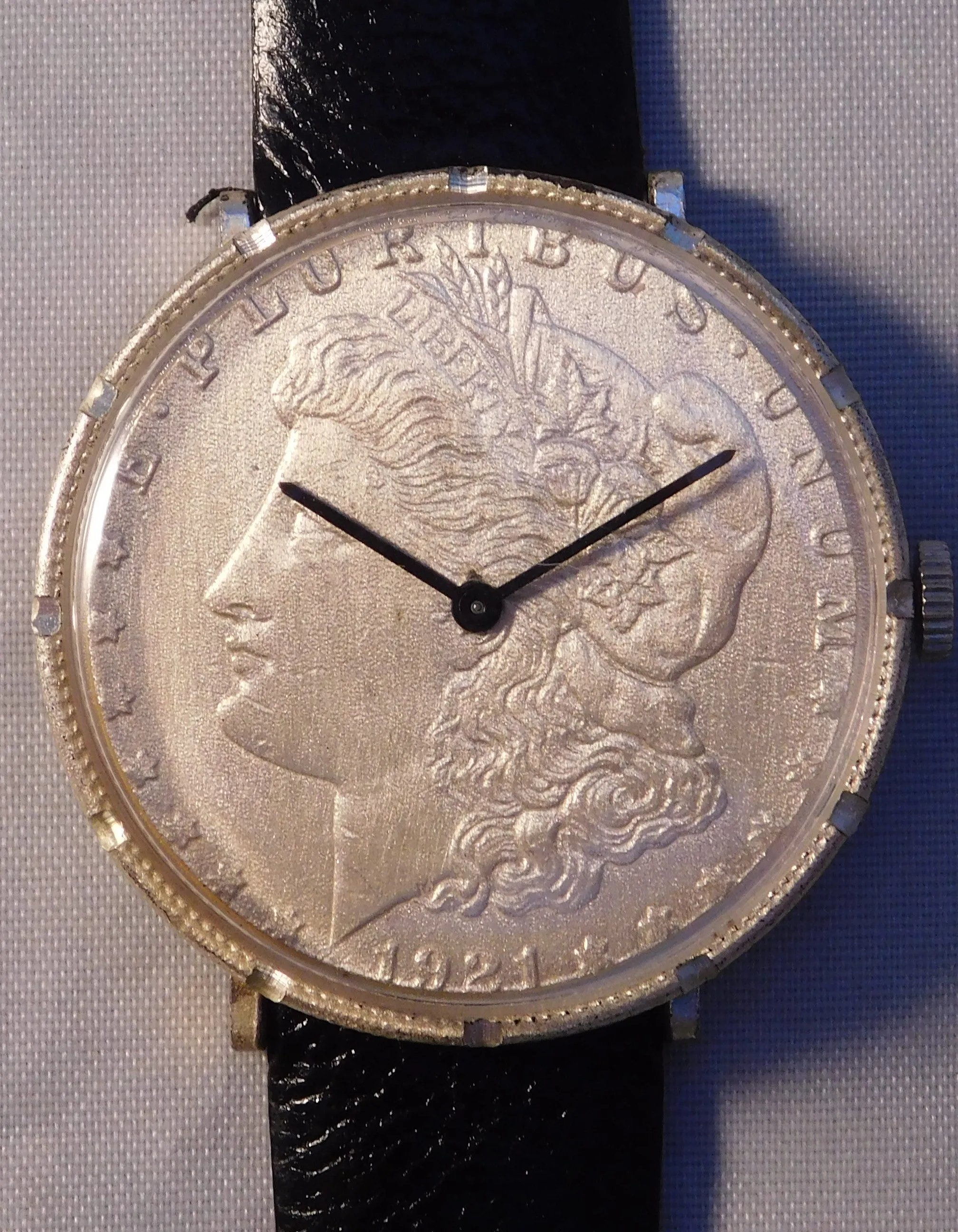 Morgan Silver Dollar 1921 Coin Watch Swiss 17 Jewel Manual Wind Movement ....38mm