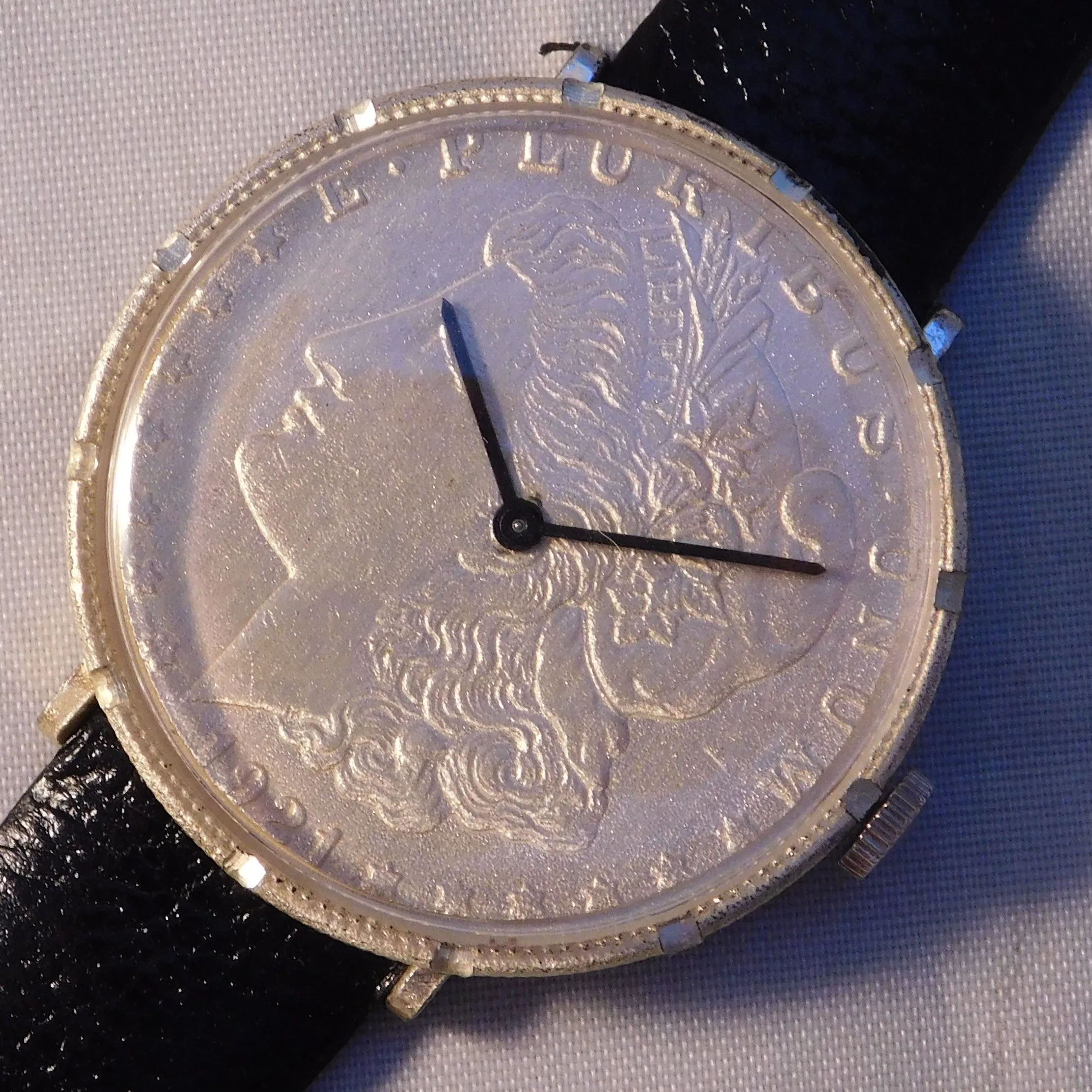 Morgan Silver Dollar 1921 Coin Watch Swiss 17 Jewel Manual Wind Movement ....38mm