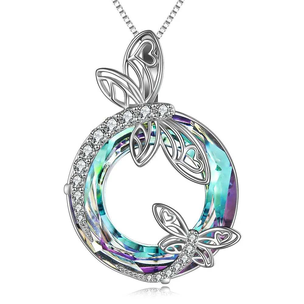 Mother's Day Gifts Dragonfly Gifts S925 Sterling Silver Dragonfly Pendant Necklaces with Blue Crystal Dragonfly Jewelry Gifts for Women Mom Wife Grandma Birthday Dragonfly Lovers Gifts
