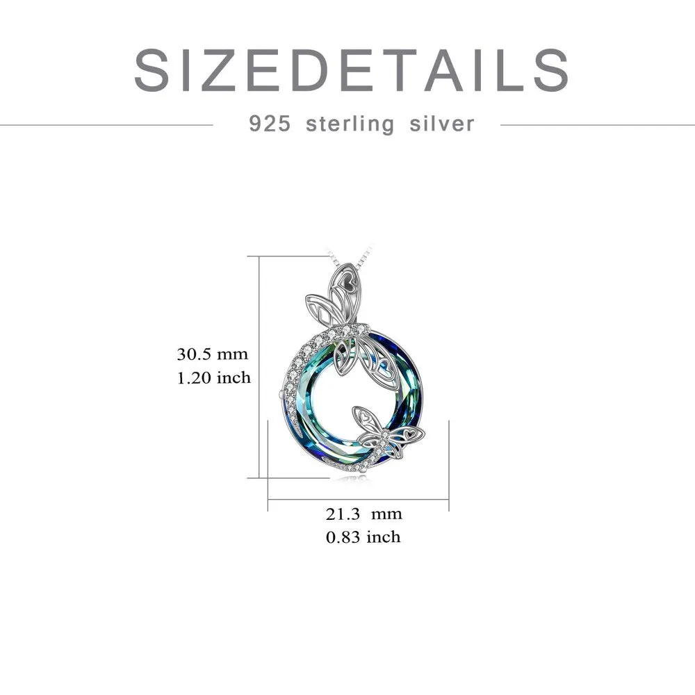 Mother's Day Gifts Dragonfly Gifts S925 Sterling Silver Dragonfly Pendant Necklaces with Blue Crystal Dragonfly Jewelry Gifts for Women Mom Wife Grandma Birthday Dragonfly Lovers Gifts