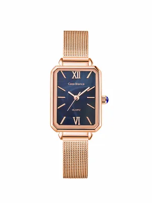 Navy Marble Watch | Rose Gold Mesh Strap